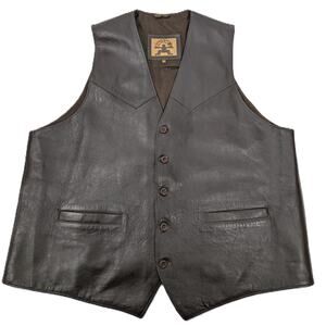 Phase 2 Men's Brown Genuine Leather Western-Style Vest Size XXL